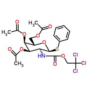 苯基 3,4,6-三-O-乙?；?2-脫氧-1-硫代-2-(2,2,2-三氯乙氧基甲酰胺)-beta-D-半乳糖吡喃糖苷結(jié)構(gòu)式_278784-83-1結(jié)構(gòu)式