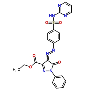 4,5-二氫-5-氧代-1-苯基-4-[2-[4-[(2-嘧啶氨基)磺?；鵠苯基]二氮雜烯]-1H-吡唑-3-羧酸乙酯結(jié)構(gòu)式_29822-05-7結(jié)構(gòu)式