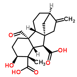 (1R,2S,3S,4S,5S,8R,9R,12R)-8-甲?；?5-羥基-4-甲基-13-亞甲基四環(huán)[10.2.1.0(1,9).0(3,8)]十五烷-2,4-二甲酸結構式_38076-57-2結構式