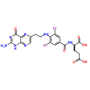 (2R)-2-[[4-[2-(2-氨基-4-氧代-1H-蝶啶-6-基)乙基氨基]-3,5-二氯-苯甲?；鵠氨基]戊二酸結(jié)構(gòu)式_51865-65-7結(jié)構(gòu)式