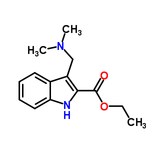 3-(二甲基氨基甲基)-1H-吲哚-2-羧酸乙酯結(jié)構式_5439-83-8結(jié)構式