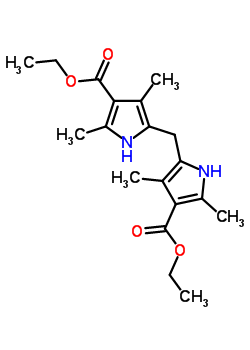 5-[(4-乙氧基羰基-3,5-二甲基-1H-吡咯-2-基)甲基]-2,4-二甲基-1H-吡咯-3-羧酸乙酯結構式_5442-92-2結構式
