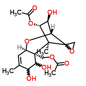12,13-環(huán)氧單端孢霉-9-烯-3alpha,4beta,7,8,15-五醇 4,15-二乙酸酯結(jié)構(gòu)式_54831-24-2結(jié)構(gòu)式