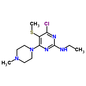 N-乙基-4-氯-6-(4-甲基哌嗪)-5-(甲基硫代)嘧啶-2-胺結(jié)構(gòu)式_55477-17-3結(jié)構(gòu)式