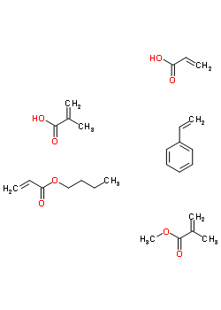 2-甲基-2-丙烯酸與 2-丙烯酸丁酯, 苯乙烯, 2-甲基-2-丙烯酸甲酯和 2-丙烯酸聚合物結(jié)構(gòu)式_56385-39-8結(jié)構(gòu)式
