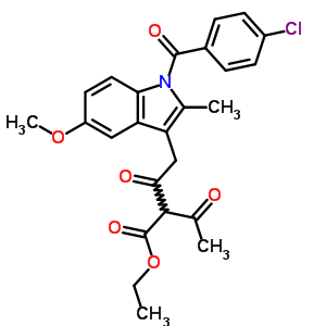 2-乙?；?4-[1-(p-氯苯甲?；?-5-甲氧基-2-甲基-1H-吲哚-3-基]-3-氧代丁酸乙酯結(jié)構(gòu)式_57846-36-3結(jié)構(gòu)式