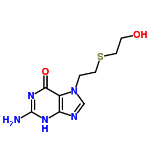 2-氨基-1,7-二氫-7-(2-((2-羥基乙基)硫代)乙基)-6H-嘌呤-6-酮結(jié)構(gòu)式_5966-31-4結(jié)構(gòu)式