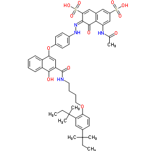 5-(乙?；被?-3-[[4-[[3-[[[4-[2,4-雙(叔戊基)苯氧基]丁基]氨基]羰基]-4-羥基-1-萘]氧基]苯基]氮雜]-4-羥基萘-2,7-二磺酸結(jié)構(gòu)式_63217-28-7結(jié)構(gòu)式