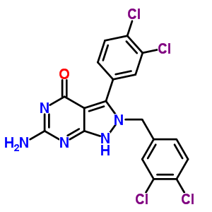 6-氨基-3-(3,4-二氯苯基)-2-[(3,4-二氯苯基)甲基]-1,2-二氫-4H-吡唑并[3,4-d]嘧啶-4-酮結(jié)構(gòu)式_63603-97-4結(jié)構(gòu)式