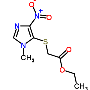 2-[(1-甲基-4-硝基-1H-咪唑-5-基)硫代]-乙酸乙酯結(jié)構(gòu)式_6954-33-2結(jié)構(gòu)式