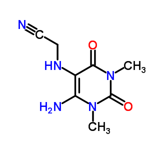 2-[(6-氨基-1,2,3,4-四氫-1,3-二甲基-2,4-二氧代-5-嘧啶)氨基]-乙腈結(jié)構(gòu)式_7468-65-7結(jié)構(gòu)式