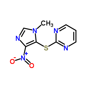 2((1-甲基-4-硝基-1H-咪唑-5-基)硫代)-嘧啶結構式_75464-89-0結構式