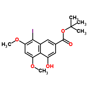 4-羥基-8-碘-5,7-二甲氧基-2-萘羧酸 1,1-二甲基乙酯結(jié)構(gòu)式_78395-61-6結(jié)構(gòu)式