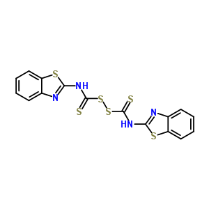 N-苯并噻唑-2-基-1-(苯并噻唑-2-基硫代氨基甲酰二磺?；?甲烷硫代酰胺結(jié)構(gòu)式_80886-98-2結(jié)構(gòu)式