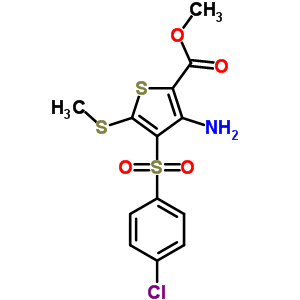 3-氨基-4-[(4-氯苯基)磺?；鵠-5-(甲基硫代)噻吩-2-羧酸甲酯結(jié)構式_845266-18-4結(jié)構式