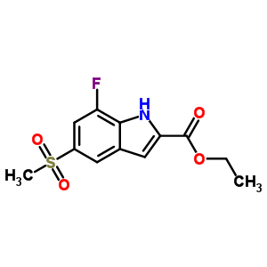 7-氟-5-(甲基磺酰基)-1H-吲哚-2-羧酸乙酯結(jié)構(gòu)式_849035-83-2結(jié)構(gòu)式