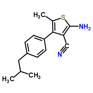 2-氨基-4-(4-異丁基苯基)-5-甲基噻吩-3-甲腈結(jié)構(gòu)式_861408-82-4結(jié)構(gòu)式
