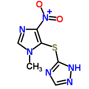 5-[(1-甲基-4-硝基-1H-咪唑-5-基)硫代]-1H-1,2,4-噻唑結(jié)構(gòu)式_91300-62-8結(jié)構(gòu)式