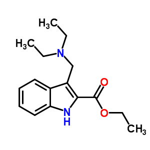 3-(二乙基氨基甲基)-1H-吲哚-2-羧酸乙酯結(jié)構(gòu)式_91486-86-1結(jié)構(gòu)式