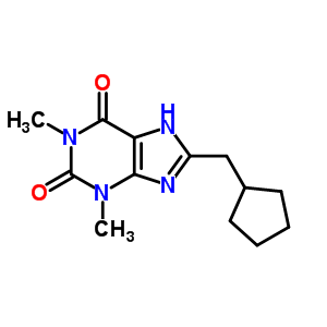 8-(環(huán)戊基甲基)-3,9-二氫-1,3-二甲基-1H-嘌呤-2,6-二酮結(jié)構(gòu)式_93214-96-1結(jié)構(gòu)式